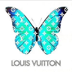 Crystal Luxe Louis Vuitton Logo Butterfly Framed Glossy Wall Decor
